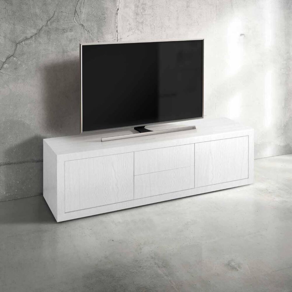 Mobile Porta TV Bianco Lucido 102x36x50 cm in Legno Multistrato