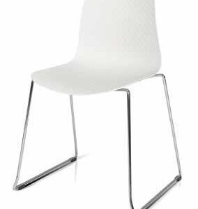 Set di 4 sedie polipropilene colore bianco, con gambe in metallo