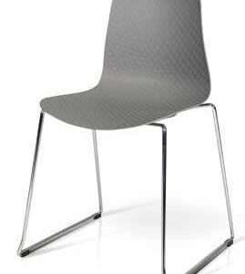 Set di 4 sedie polipropilene colore grigio, con gambe in metallo